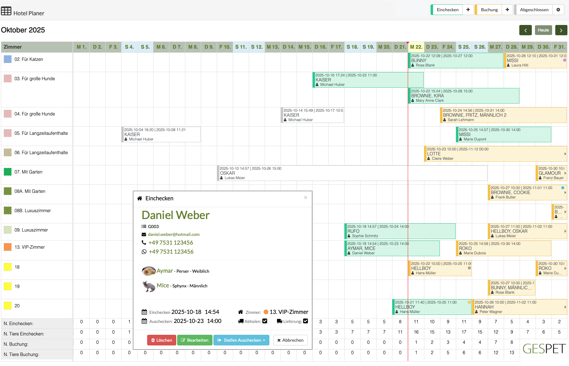 dog boarding planner