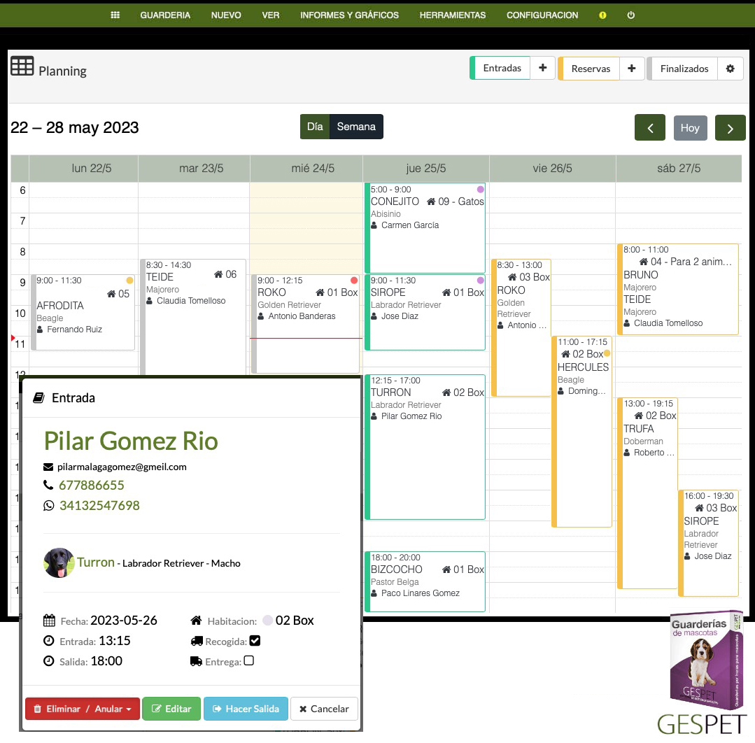 agenda guarderia de mascotas 