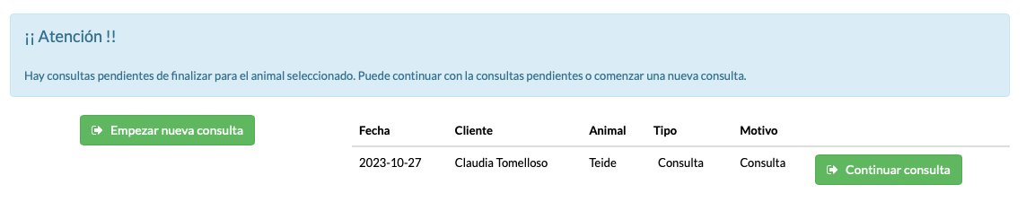 cosulta veterinaria en proceso