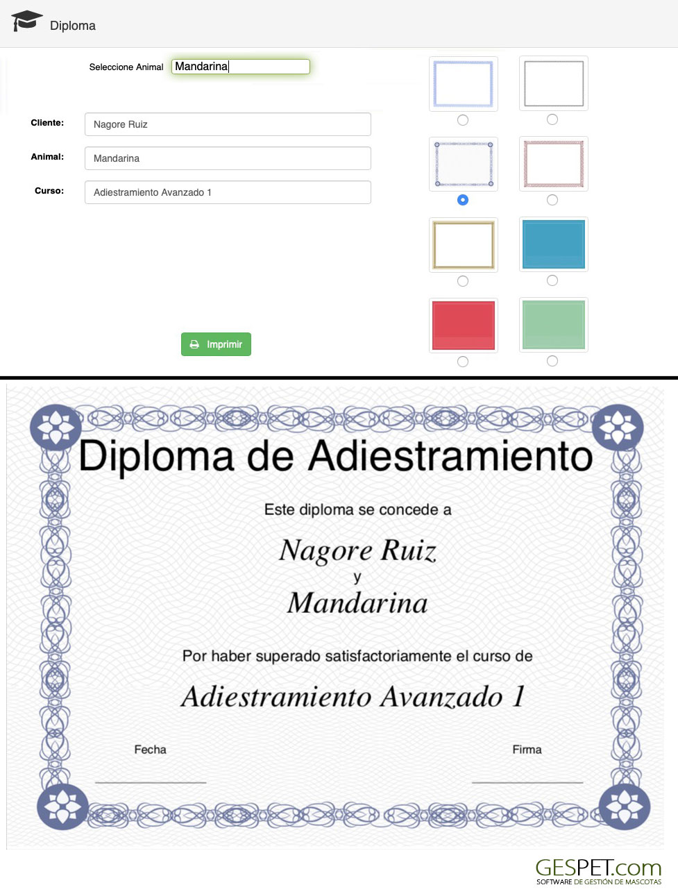 diploma adiestramiento