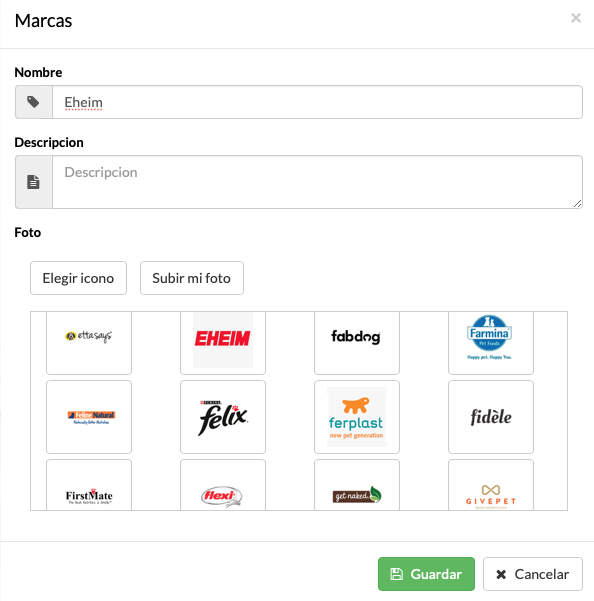 software tienda animales marcas productos