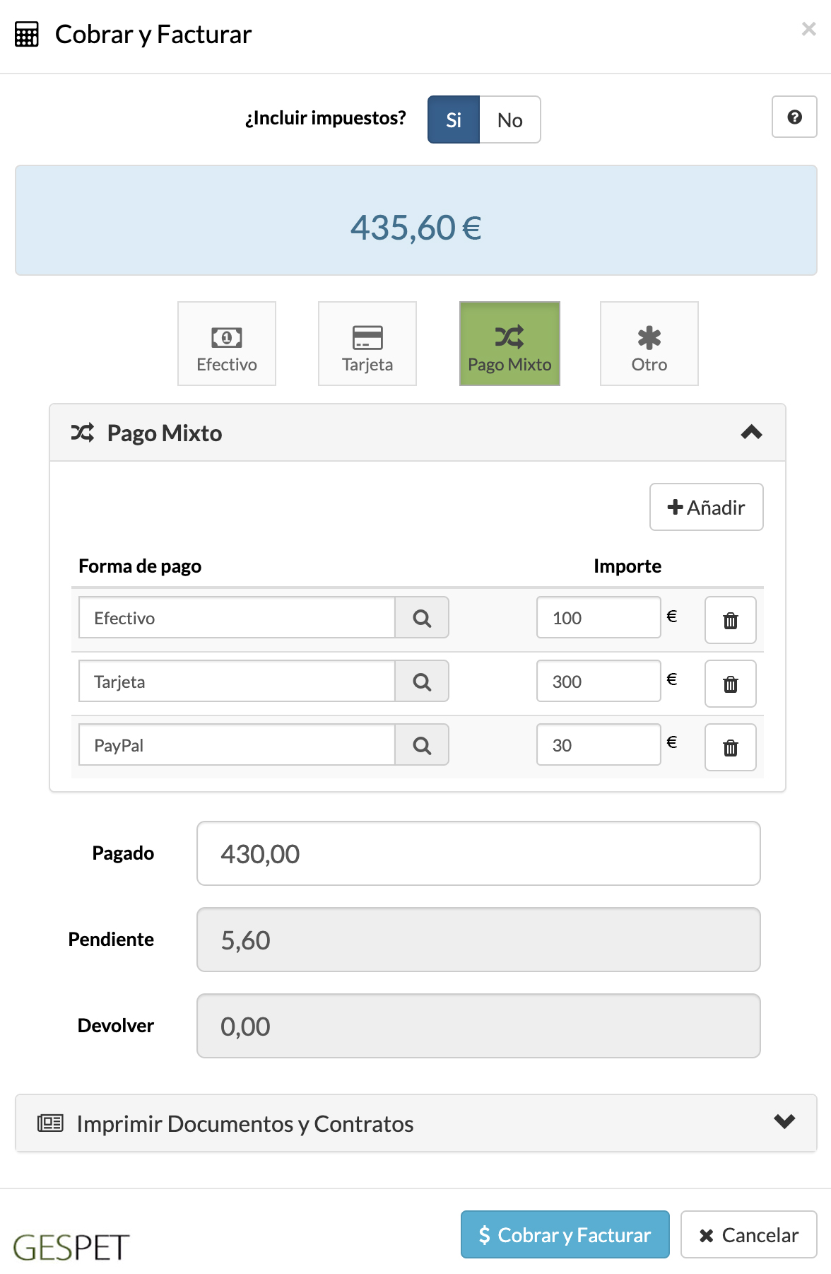 mixed payment method for pet business