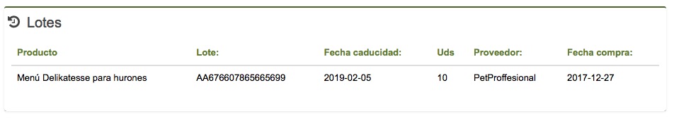 programa animales tpv lotes productos caducidad