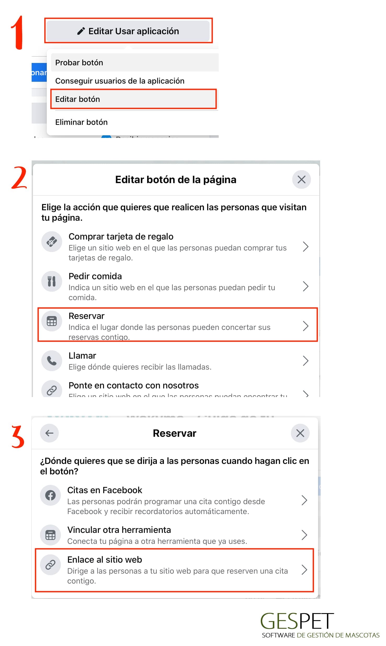 reservas online gratis para negocios de mascotas y citas online para animales con Gespet - reservas online mascotas Facebook