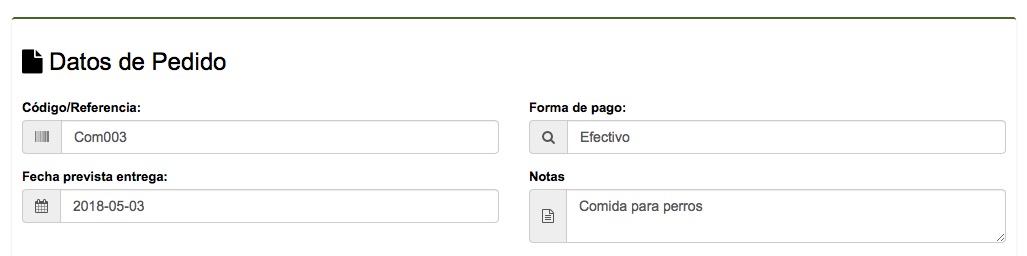 pedidos, compras y proveedores en software para tienda de animales