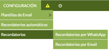 menú para configurar recordatorios automáticos en marketing para mascotas