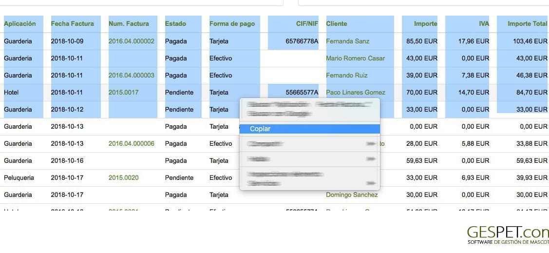 importar y organizar datos de clientes y animales en Gespet con Gespet - exportar_01