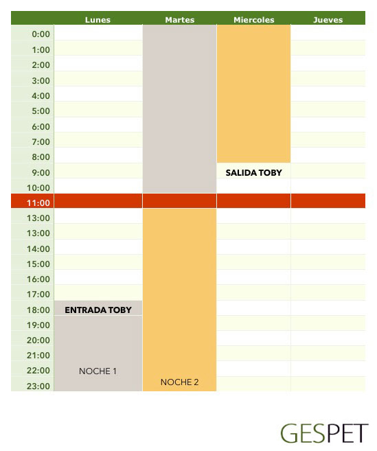 hotel animales planing ocupacion