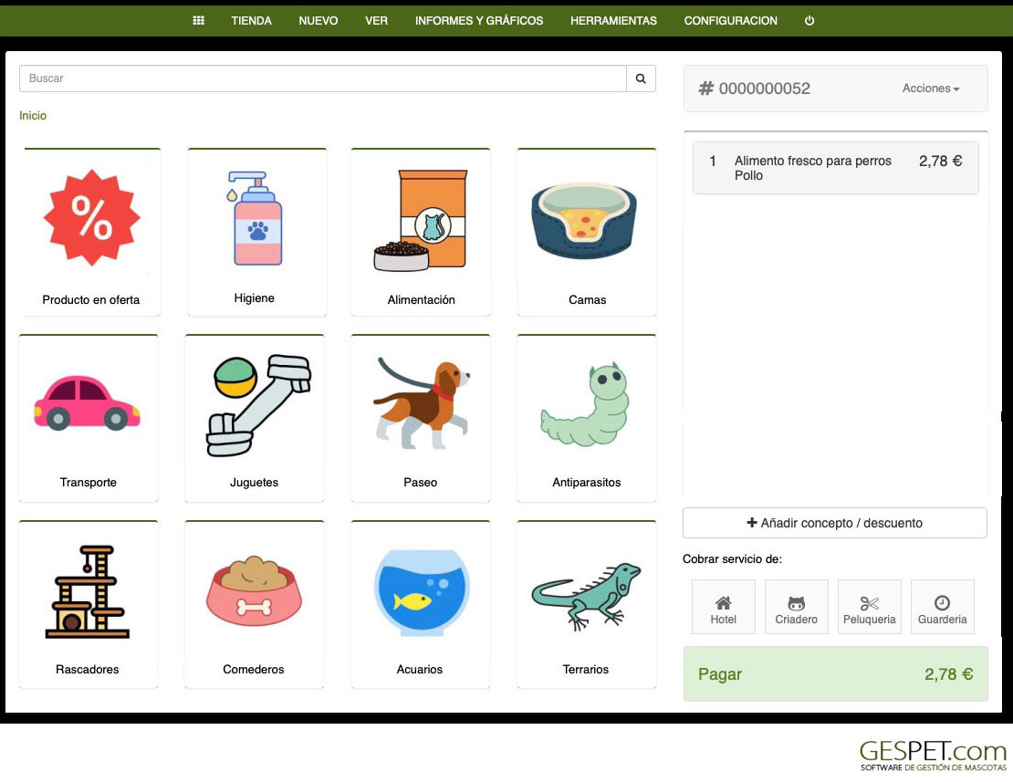 ordenar productos por categorías en tienda de mascotas