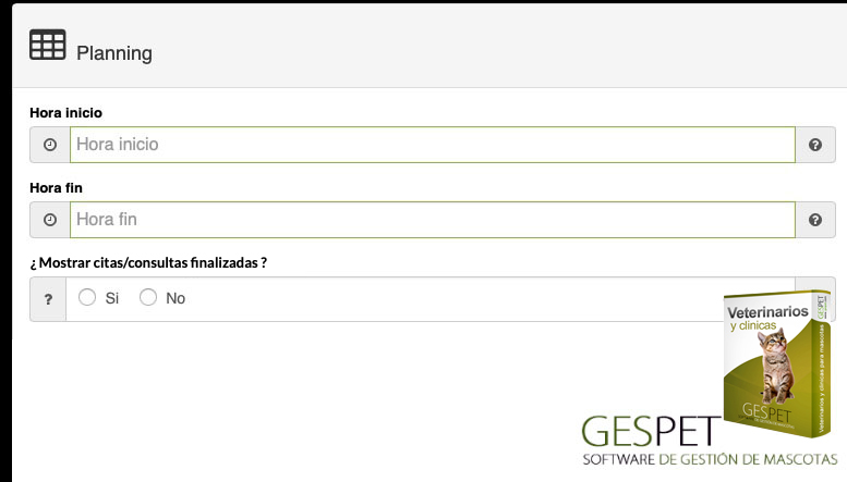 configuración de planning veterinario y horarios de clínica