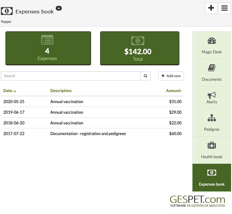 breeding animal expense book