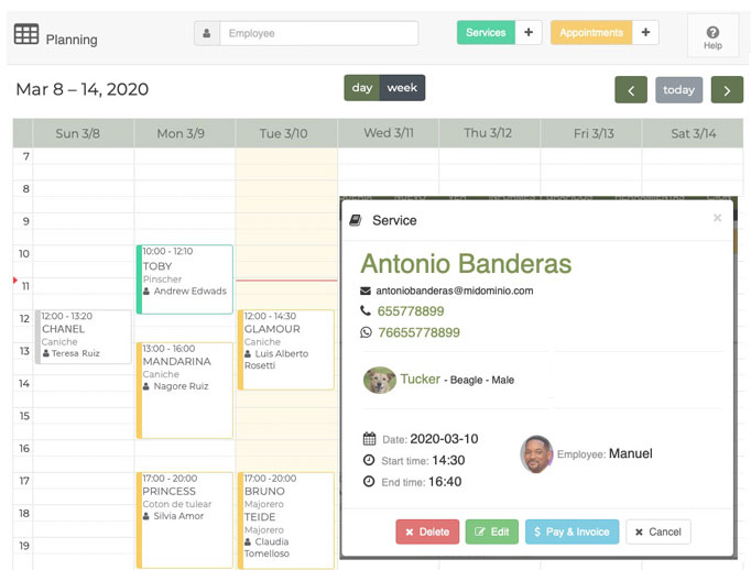 pet grooming appointment planner