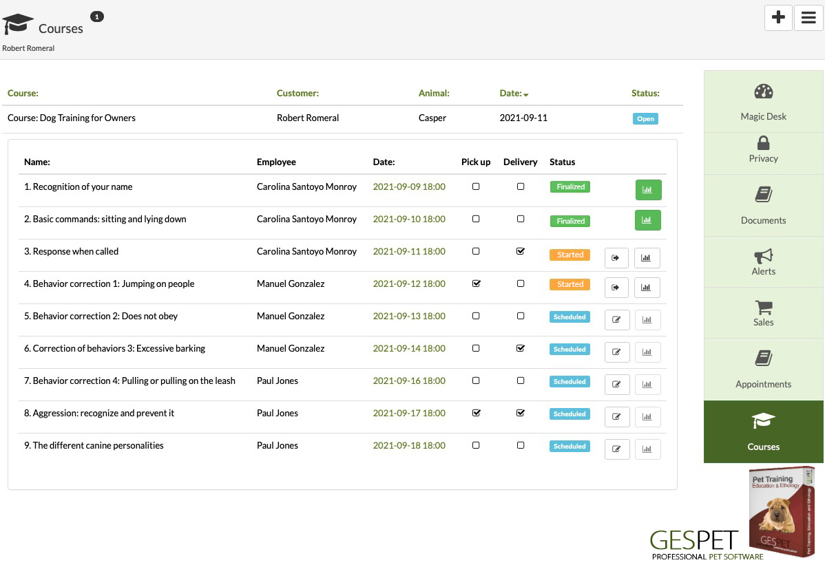 software planning dog training course