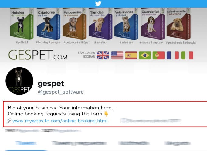 Twitter-Link für Online-Buchung