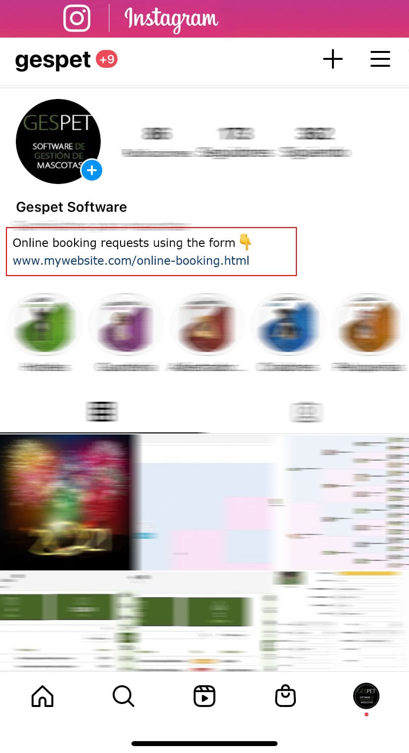 Instagram-Link für Online-Buchung