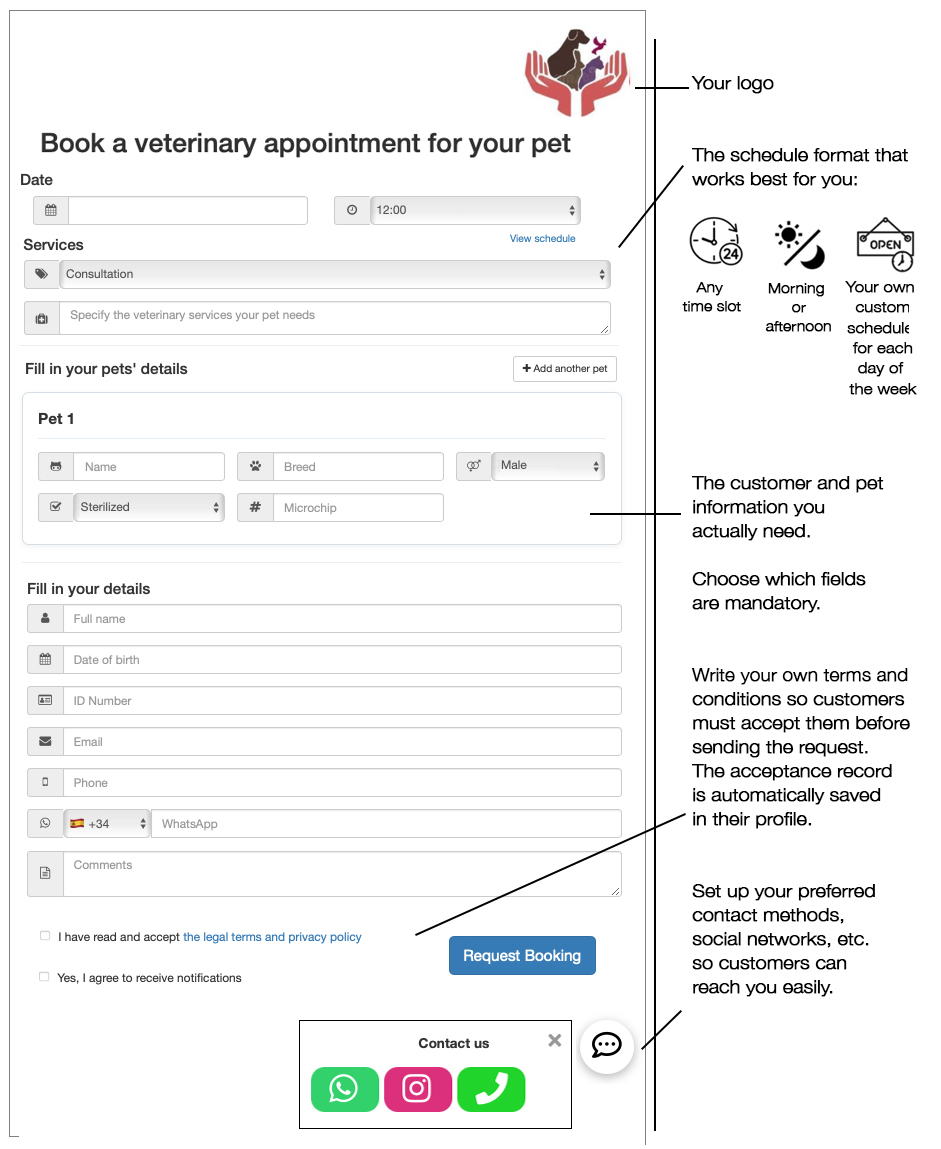 prenotazioni online per clinica veterinaria da mobile