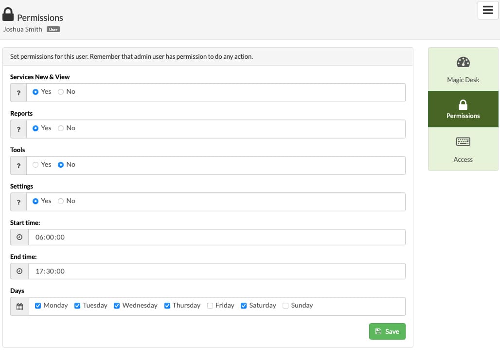Gespet: training and help screenshot for employee access control and security software for pet businesses