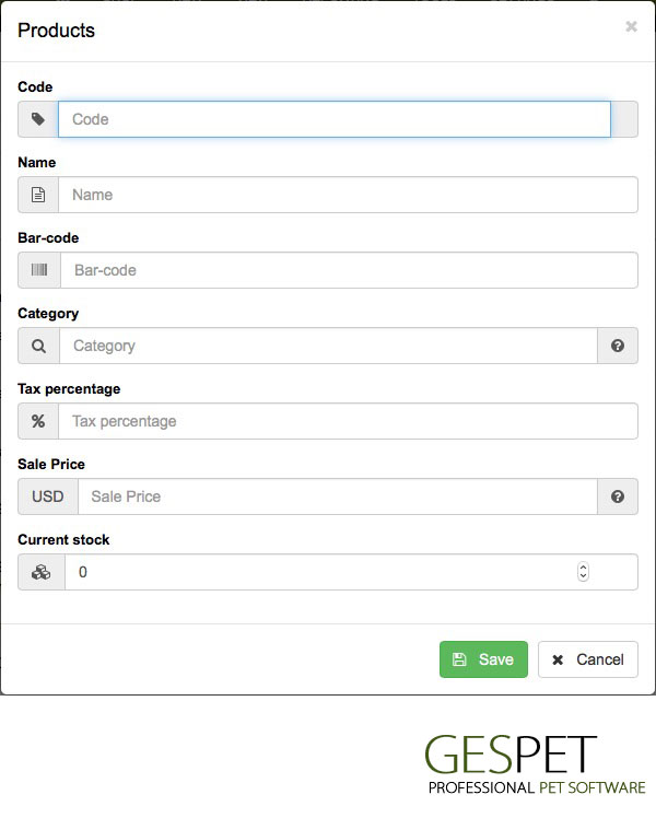 pet shop app configurar produtos para animais
