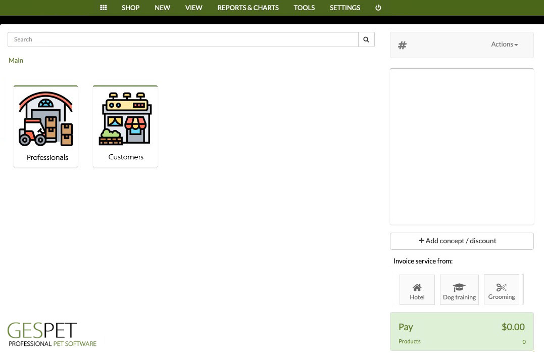 software venda de produtos animais atacadistas