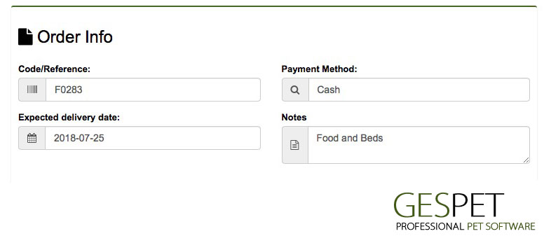 pet shop software order to supplier