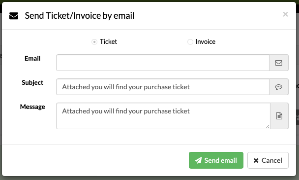 animal store send ticket by email