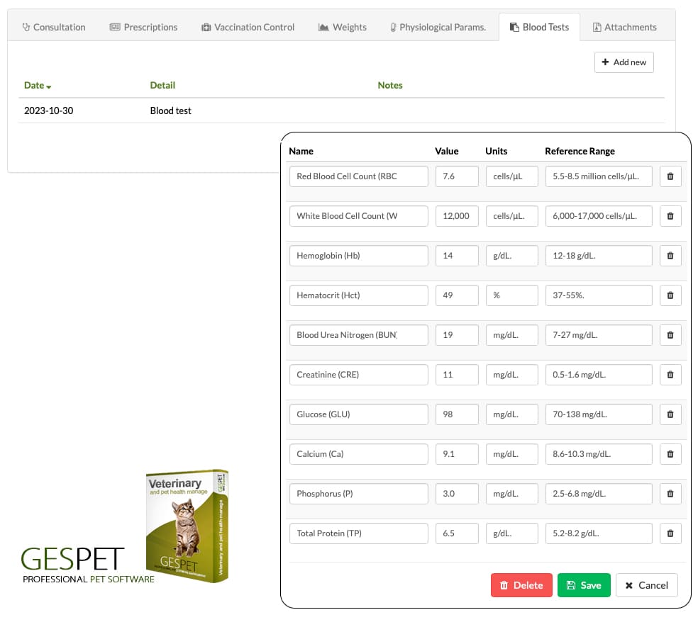 pet blood test software for veterinarians