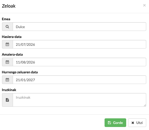 txakur-haztegiko softwarean emeen araldiak eta ugalketa-zikloak kudeatzea