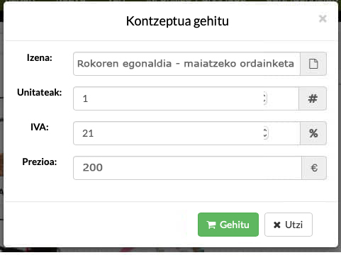 txakur hoteleko fakturazio eta irteeren egutegia