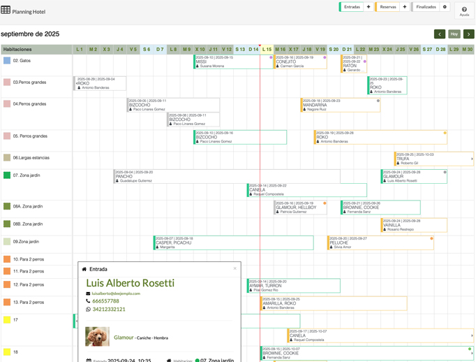 informe de ocupacion de hotel de perros