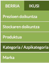 maskota-dendako softwarean kategoria berria gehitzeko menua