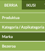 maskota-dendako softwarean marka berria gehitzeko menua