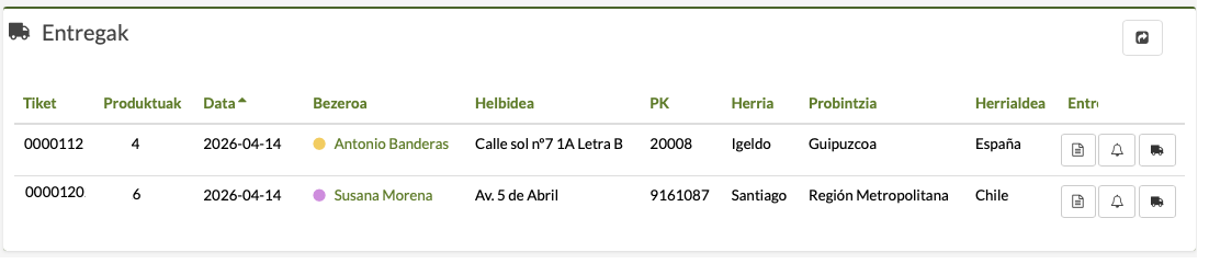 maskoten dendarako tpv eta etxez etxeko entrega kudeaketa