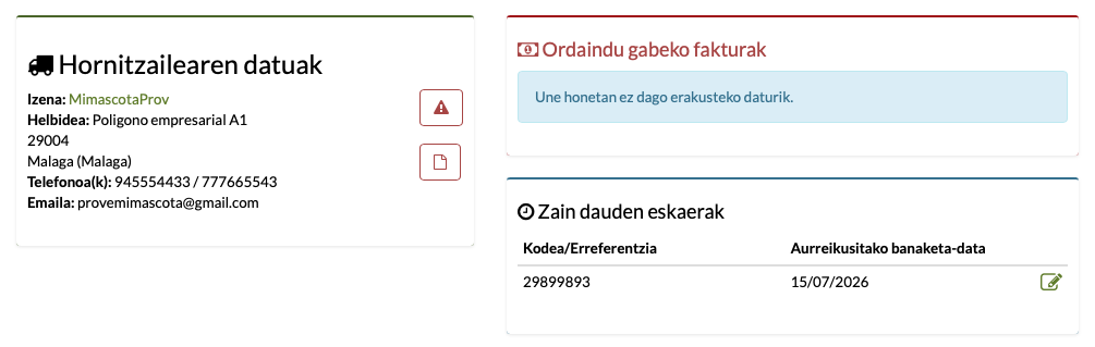 animalia dendako hornitzaileak erosketak eta fakturak kudeatzeko softwarea
