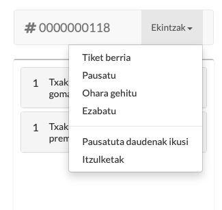 maskoten dendako TPVan ticket berria pausatu oharra gehitu edo ezabatzeko menua