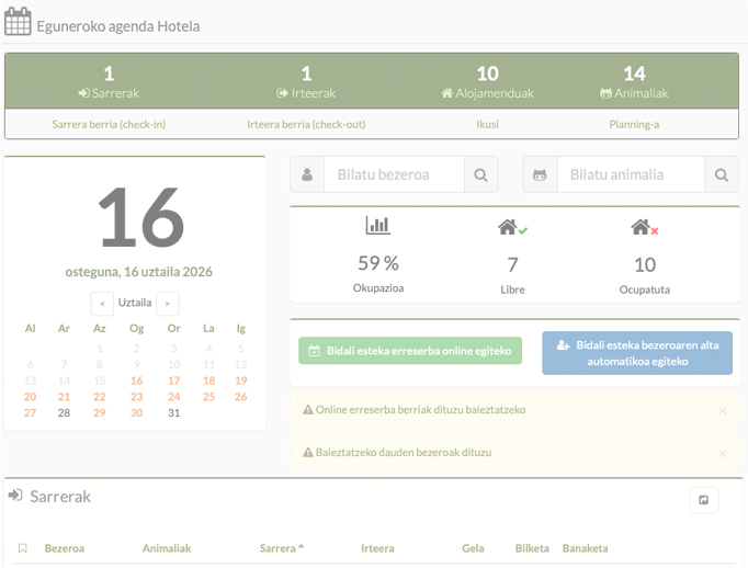 txakur-hotelaren agenda
