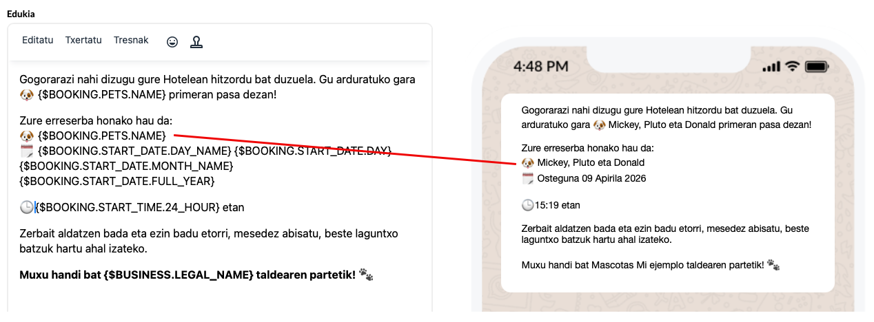 WhatsApp mezuen aurrebista