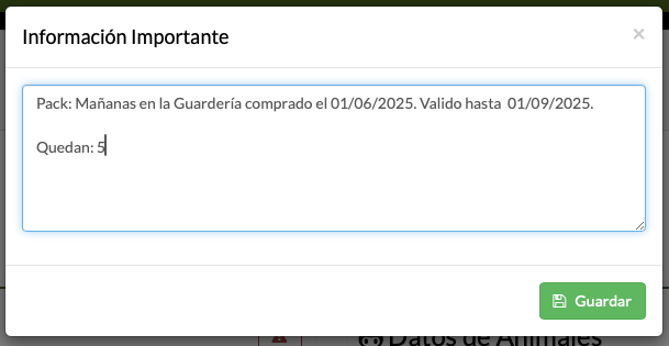 guarderiako packaren kontsumo kontrola