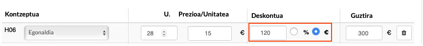 maskoten pensionatuko deskontu kalkulu automatikoa