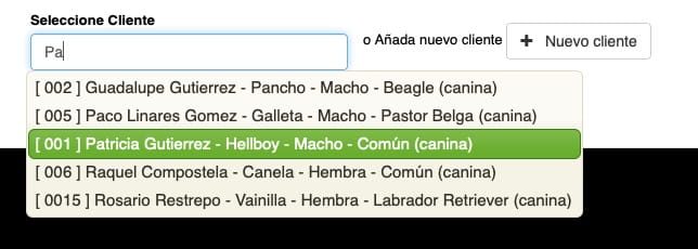 ile-apaindegiko bezero eta animalien bilaketa azkarra