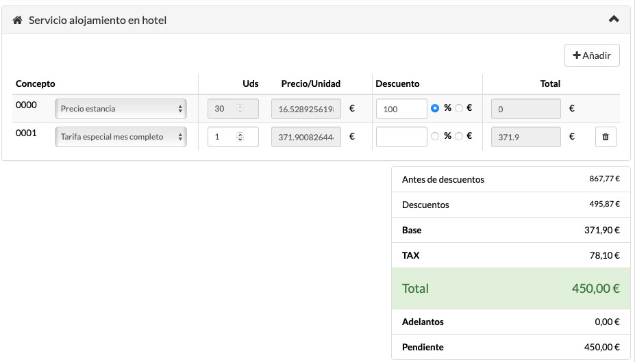 maskoten hotelean prezio finkoaren konfigurazioa
