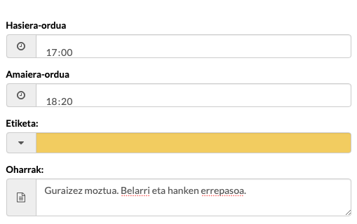 maskoten ile-apaindegiko zerbitzu batean oharrak idaztea