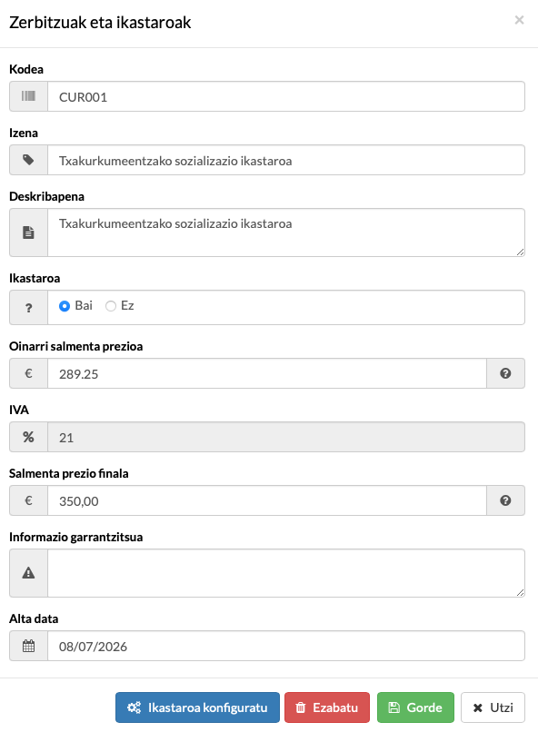 txakur adiestramentu ikastaroa konfiguratzeko softwarea