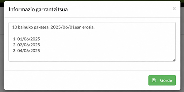 txakur-apaindegiko bonu edo pack baten saioak eguneratzea