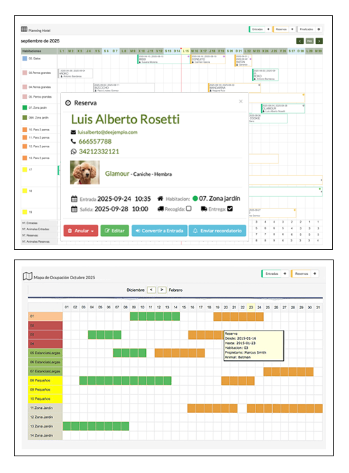 Txakur-hotelak eta katu-egoitzak kudeatzeko softwarea