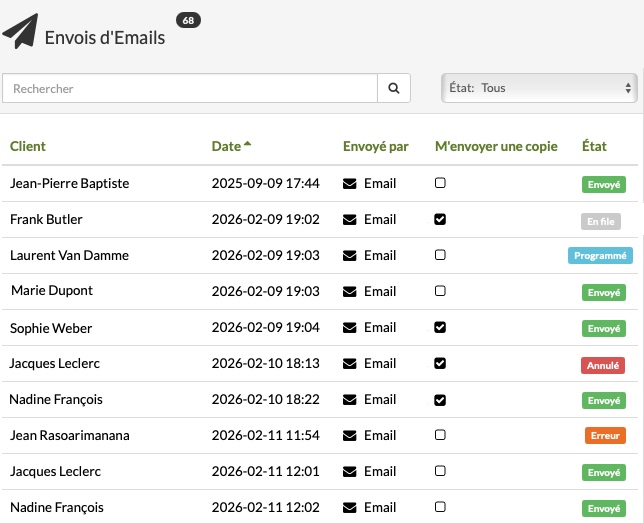 logiciel de gestion animale trier les clients