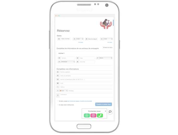 Reservations hôtel animaux whatsapp