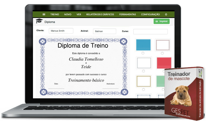 diploma treinamento cão