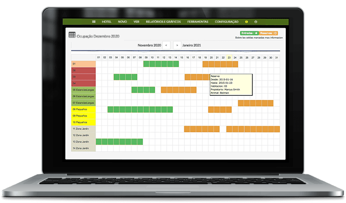 hotel de animais planejamento de ocupação calendário agenda mensal